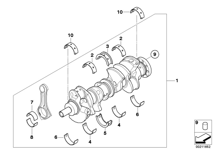 Diagram Crankshaft With Bearing Shells for your 2016 BMW 328d   
