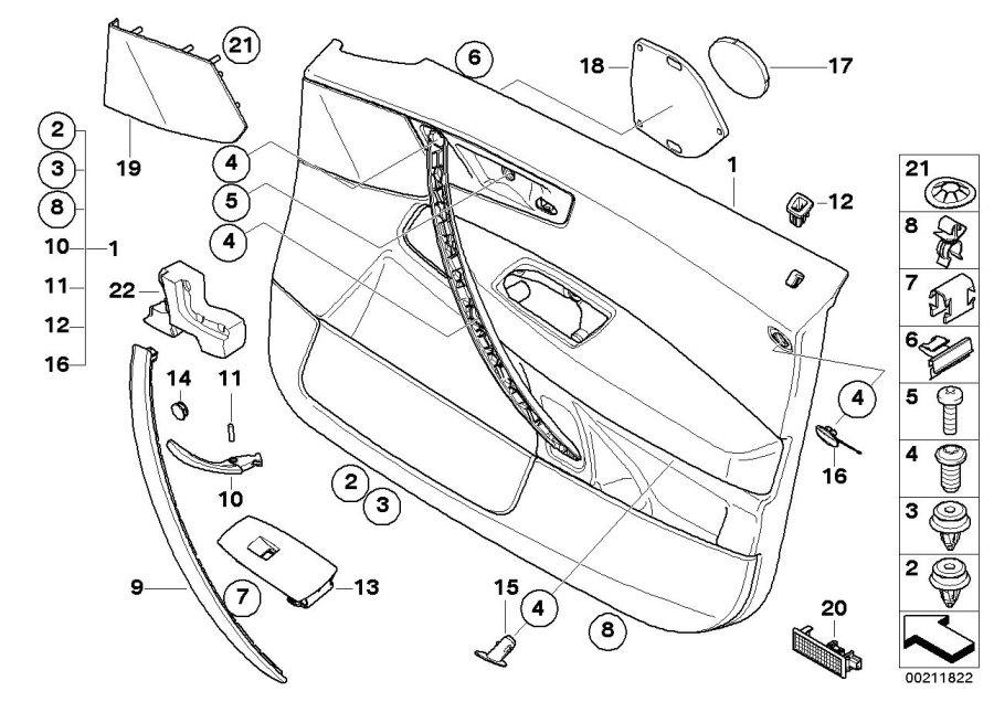 Diagram Door trim panel, front / side airbag for your 1996 BMW