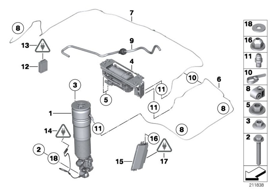 Diagram LEVELL.DEVICE, AIR SPRING AND CTRL UNIT for your 2021 BMW M235iX   