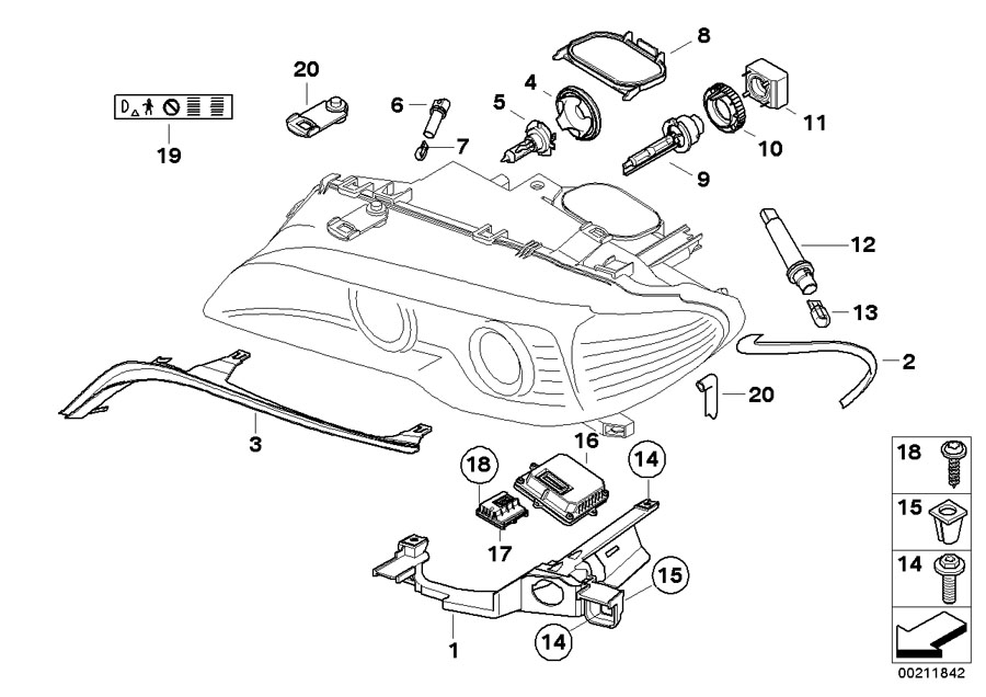 Diagram Single components F headlight XENON/ALC for your 2014 BMW 750Li   