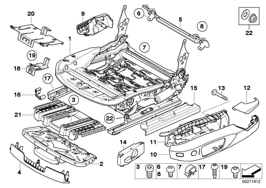 Diagram Front seat rail ELECTRICAL/SINGLE parts for your 2006 BMW M6   