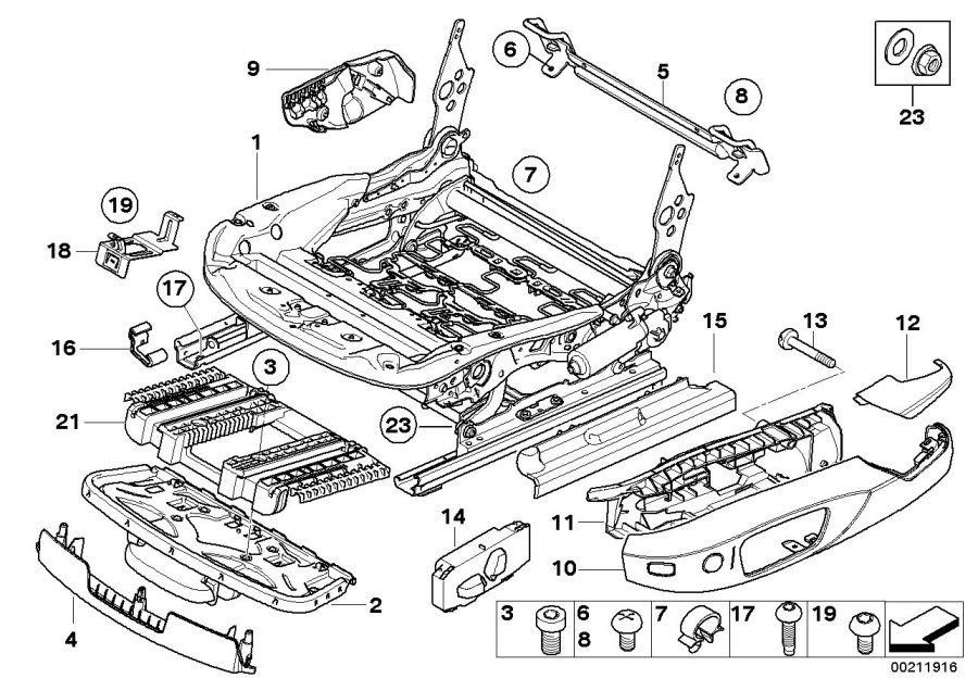 Diagram Front seat rail ELECTRICAL/SINGLE parts for your 2006 BMW M6   