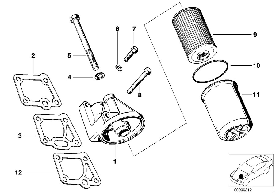 Le diagramme Alimentation d"huile-Filtre à huile pour votre BMW