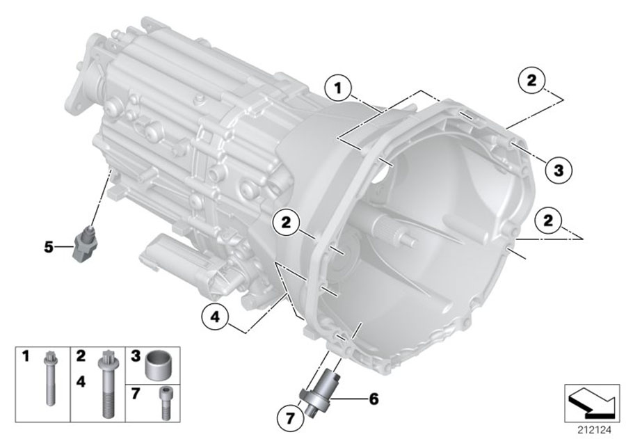 Diagram Gearbox mounting parts for your 2009 BMW M6   