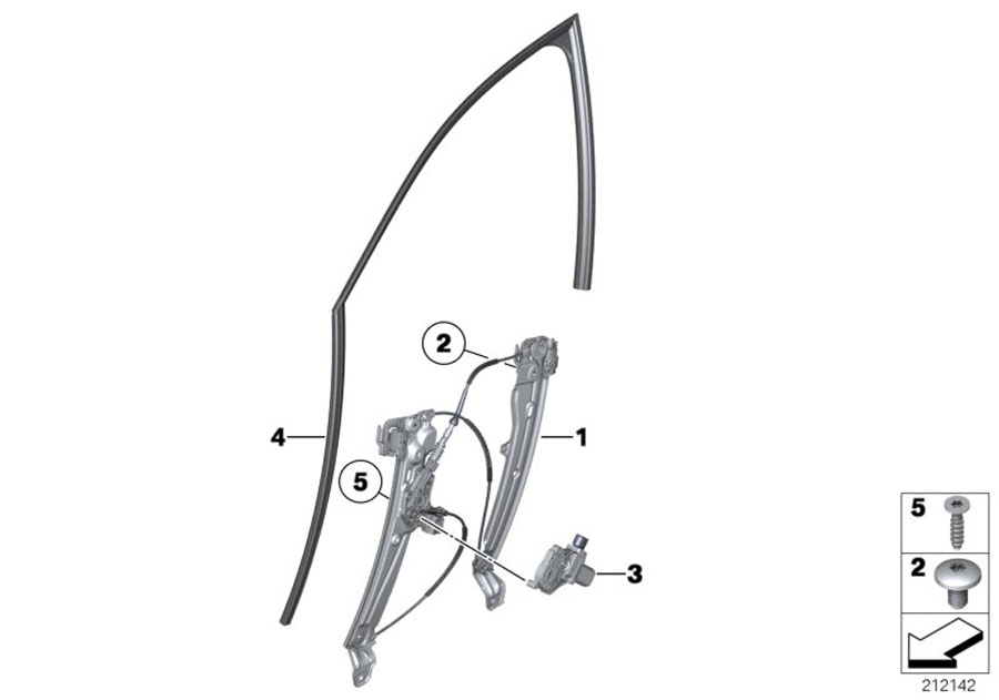 Diagram DOOR WINDOW LIFTING MECHANISM FRONT for your BMW