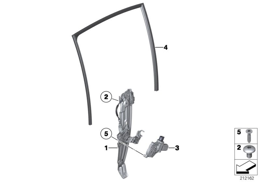 Diagram DOOR WINDOW LIFTING MECHANISM REAR for your BMW