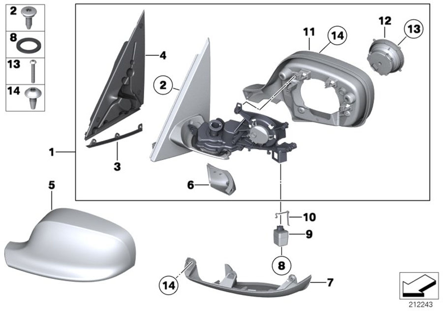 Diagram Outside mirror for your 1988 BMW M6   