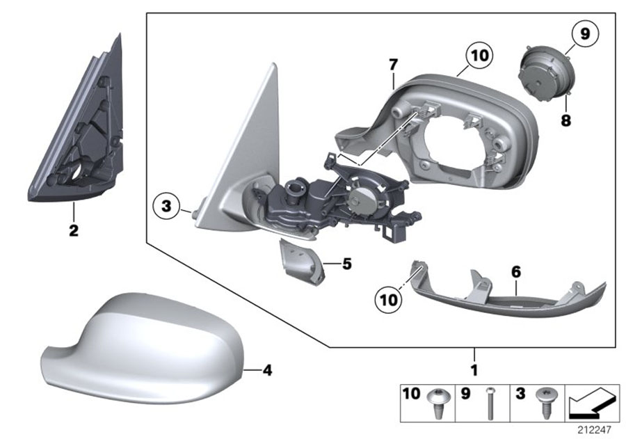 Diagram Outside mirror for your 1996 BMW