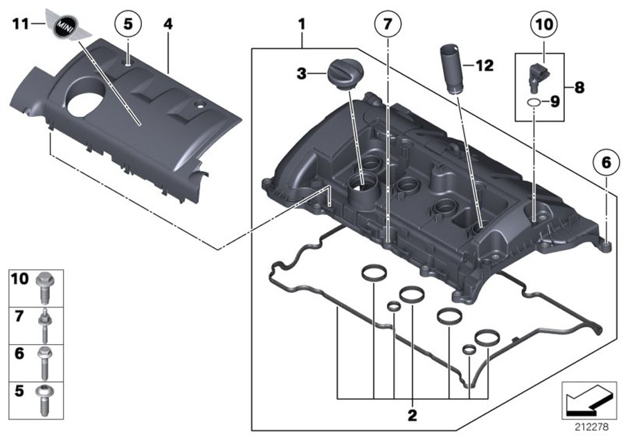 Diagram Cylinder head cover for your MINI