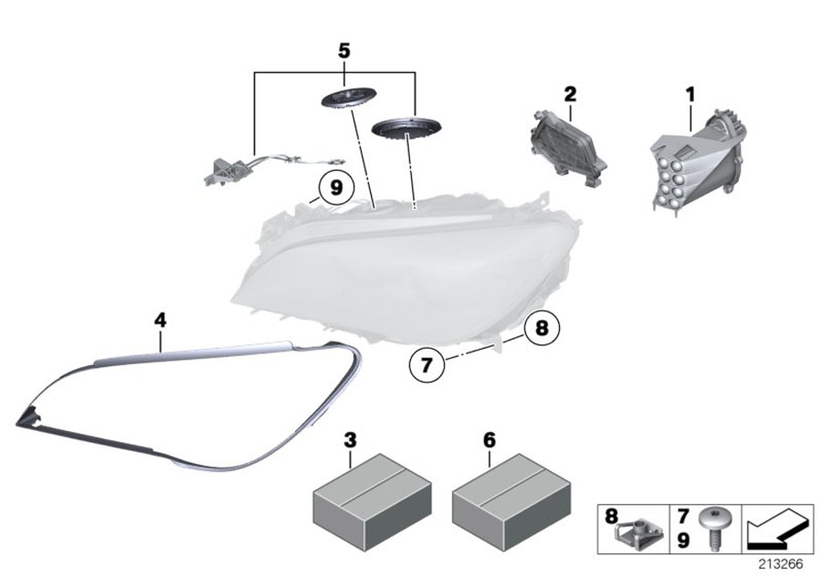 Diagram Single components for headlight for your 1988 BMW M6   