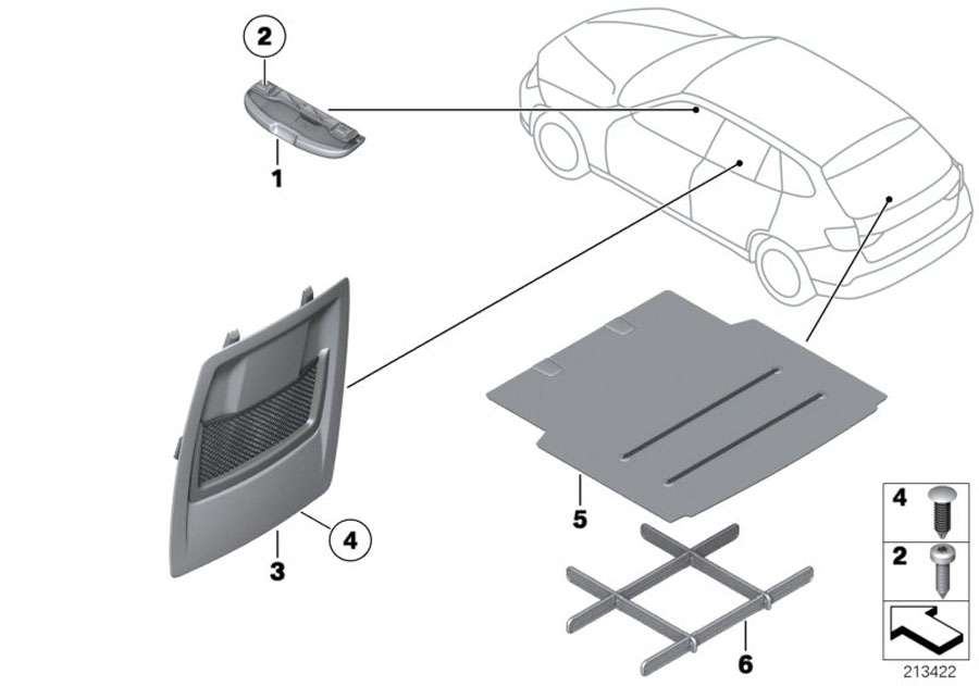 Diagram Retrofit storage tray package for your 2007 BMW M6   