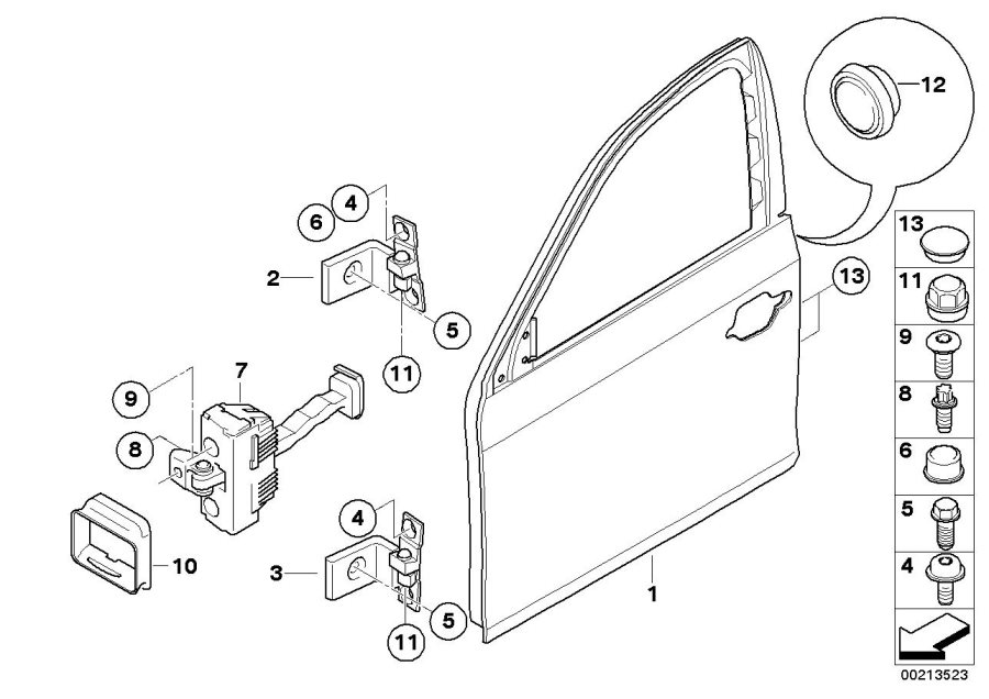 Diagram Front DOOR-HINGE/DOOR brake for your BMW