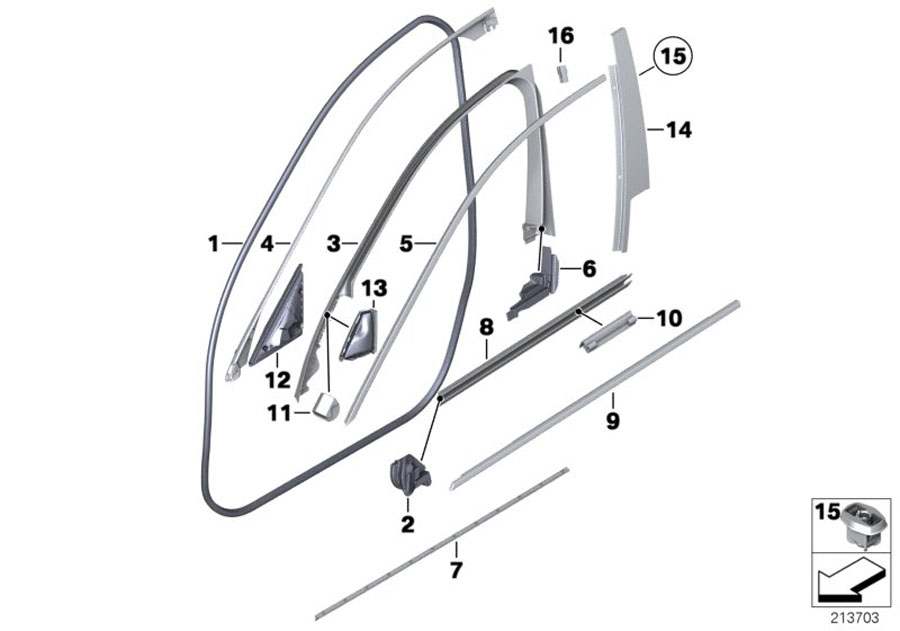 Diagram Trim and seals for door, front for your 2018 BMW M6   