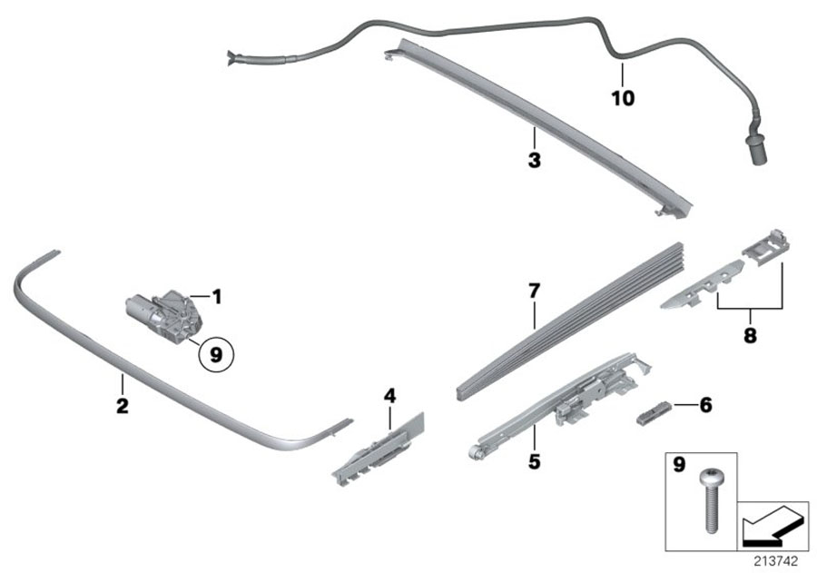 Diagram SINGLE PARTS FOR SLIDING LIFTING ROOF for your BMW