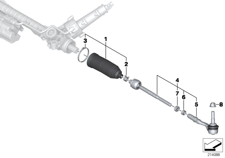 Diagram STEERING LINKAGE/TIE RODS for your 2004 BMW 525i   