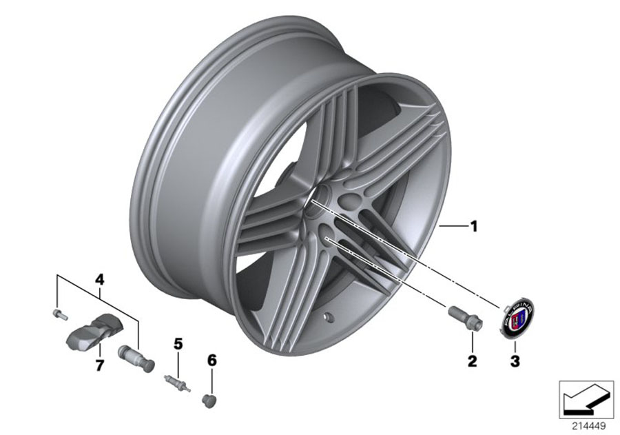 Diagram Disk wheel, light-alloy Dynamic 19" for your BMW