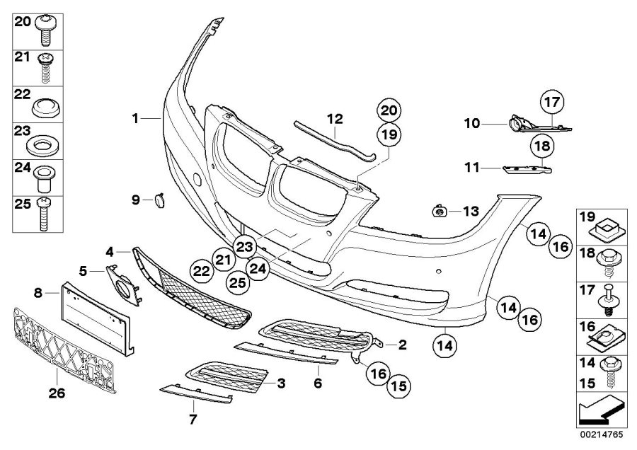 Le diagramme Garniture avant pour votre BMW 540iX  