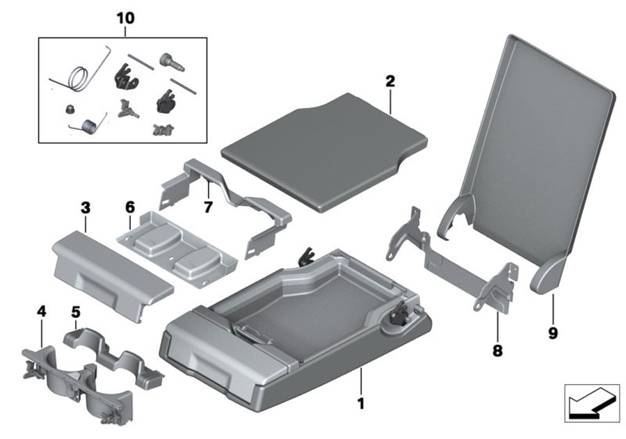 Diagram Rear seat center armrest for your BMW M6  