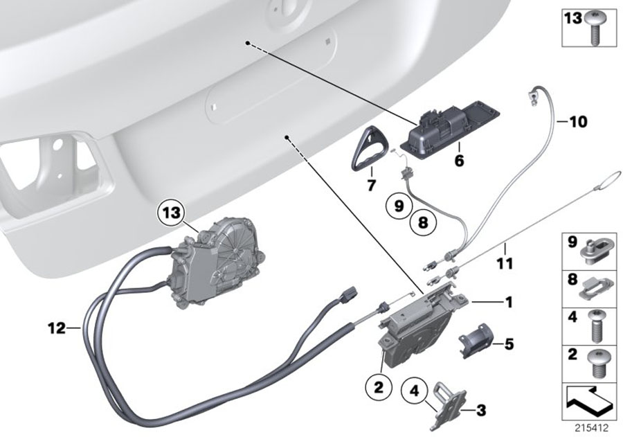 Diagram TRUNK LID/CLOSING SYSTEM for your 2017 BMW 530e   