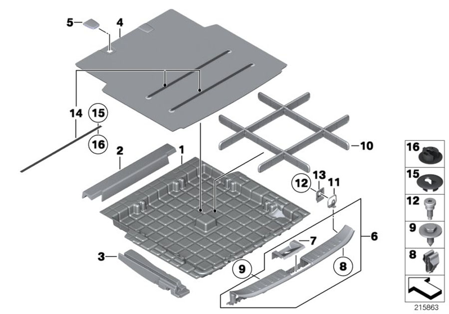 Diagram Trim panel, trunk floor for your 2016 BMW 535d   