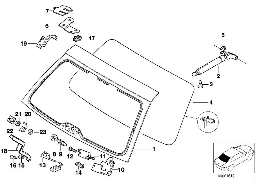 Diagram Trunk LID/REAR window for your 1988 BMW M6   