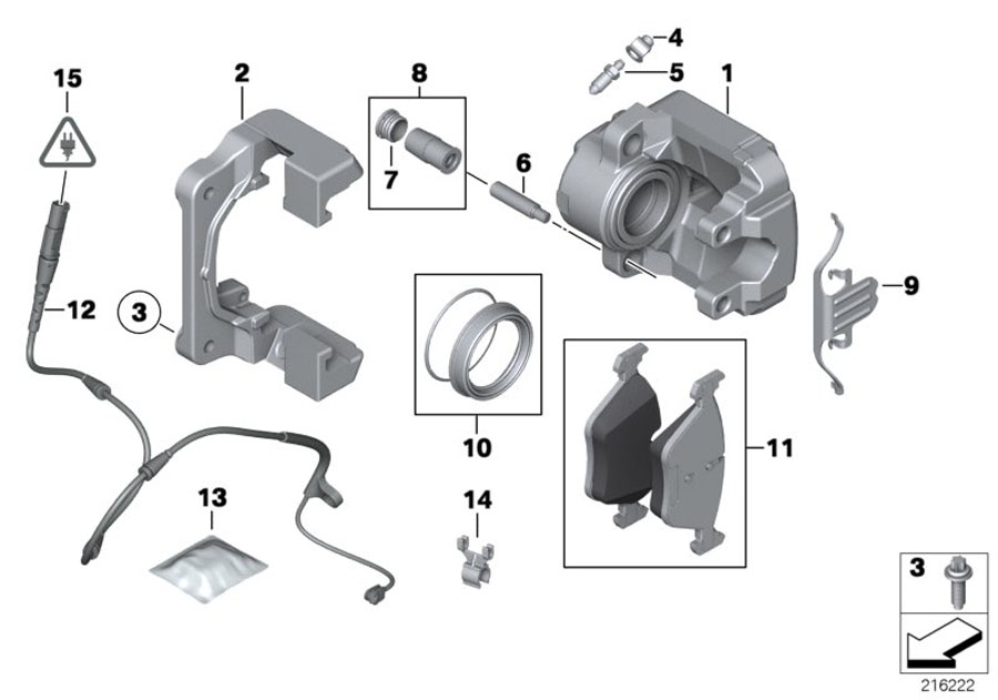 Diagram Front brake pad wear sensor for your 2015 BMW X6   
