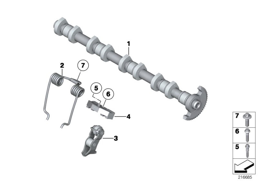 Diagram Valve timing gear, eccentric shaft for your MINI