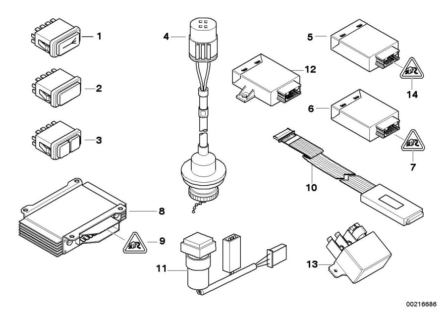 Diagram Modules/switch/charge socket,off. veh. for your 1996 BMW