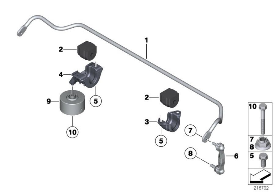 Diagram Stabilizer, rear for your 2014 BMW 528i   