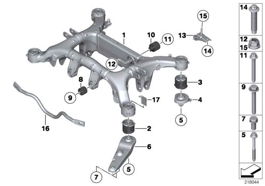 Diagram Rear axle carrier for your BMW