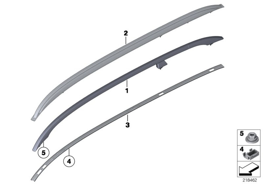 Diagram Roof moulding/Roof rail for your 2020 BMW 530e   