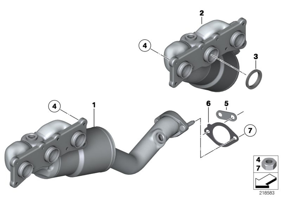 Diagram Exhaust manifold with catalyst for your 2007 BMW 650i   