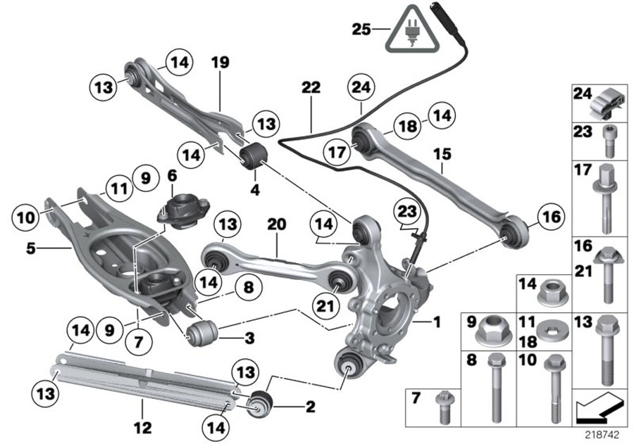 Diagram REAR AXLE SUPPORT/WHEEL SUSPENSION for your 2015 BMW 740LiX   