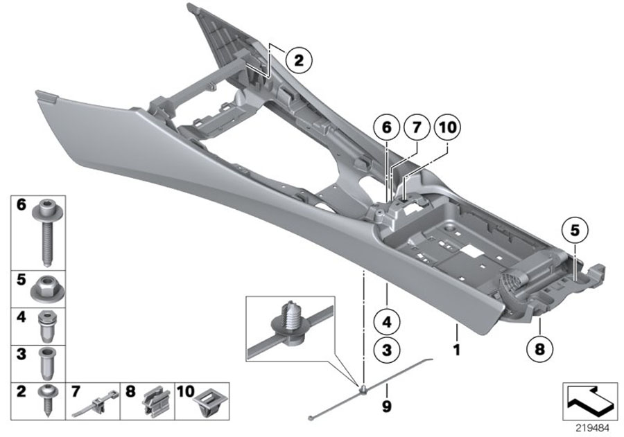 Diagram Center console for your BMW