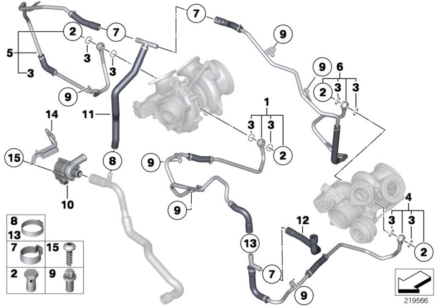 Diagram Engine cooling system exhaust turbo. for your BMW