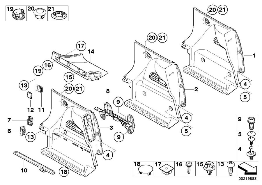 Diagram Left trunk trim for your MINI