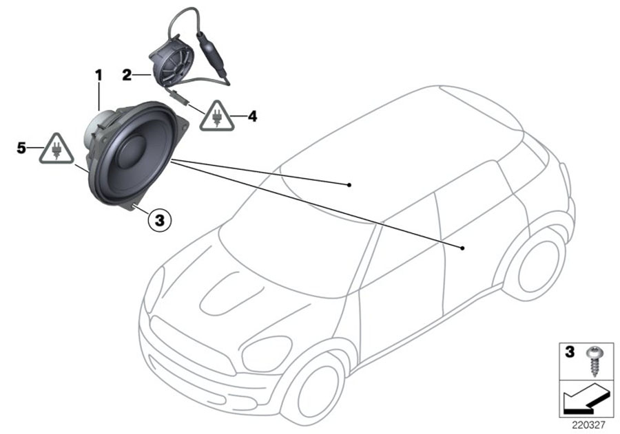 Diagram Separate components, speakers, rear for your MINI