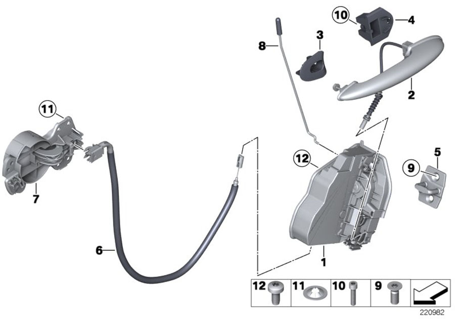 Diagram Closing system, door, rear for your MINI