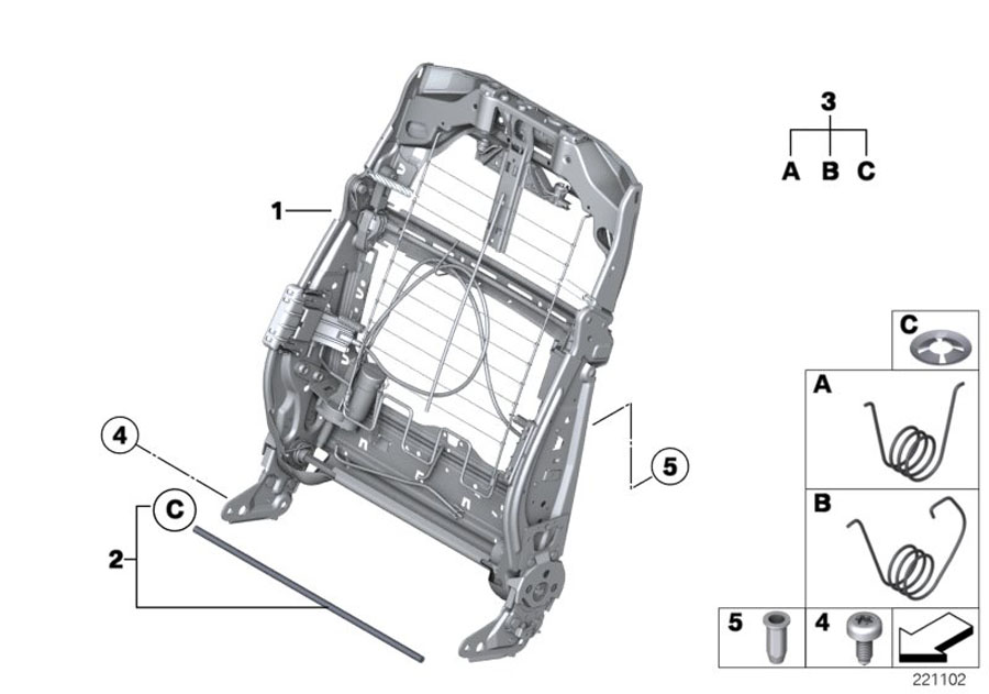 Diagram Seat, front, backrest frame for your 2015 BMW M6   