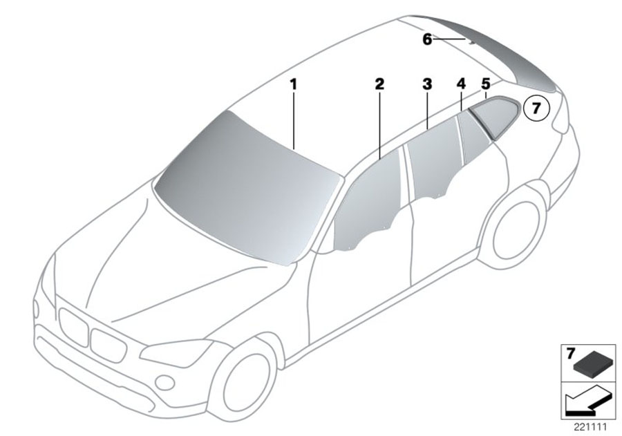 Diagram Glazing for your 2022 BMW X3   