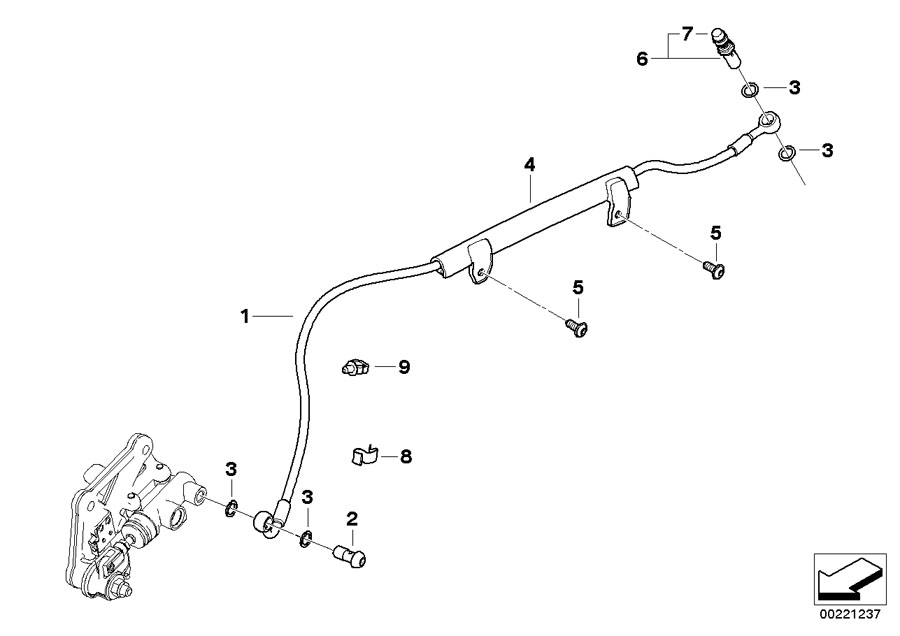Diagram Brake pipe, rear, without ABS for your BMW