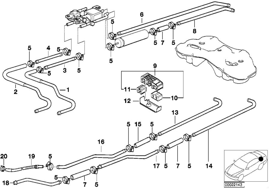 Diagram Fuel pipe and mounting parts for your 2018 BMW X2 28iX  