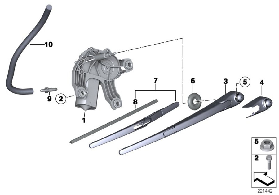 Diagram SINGLE PARTS FOR REAR WINDOW WIPER for your MINI