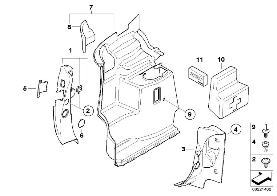 Diagram LATERAL TRUNK FLOOR TRIM PANEL for your MINI