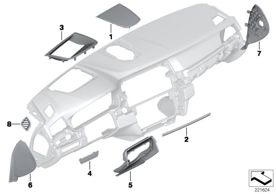 Diagram Mounting parts, I-panel, top for your 1988 BMW M6   