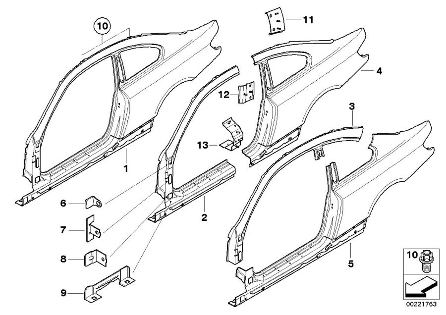 Diagram Body-side frame for your 2011 BMW M3   