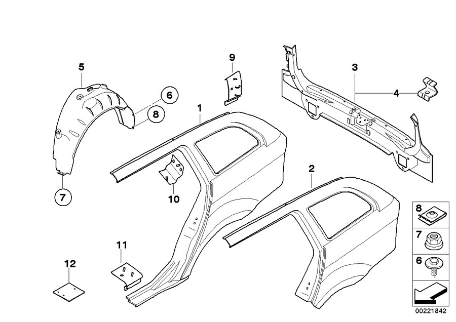 Diagram Side PANEL/TAIL trim for your BMW