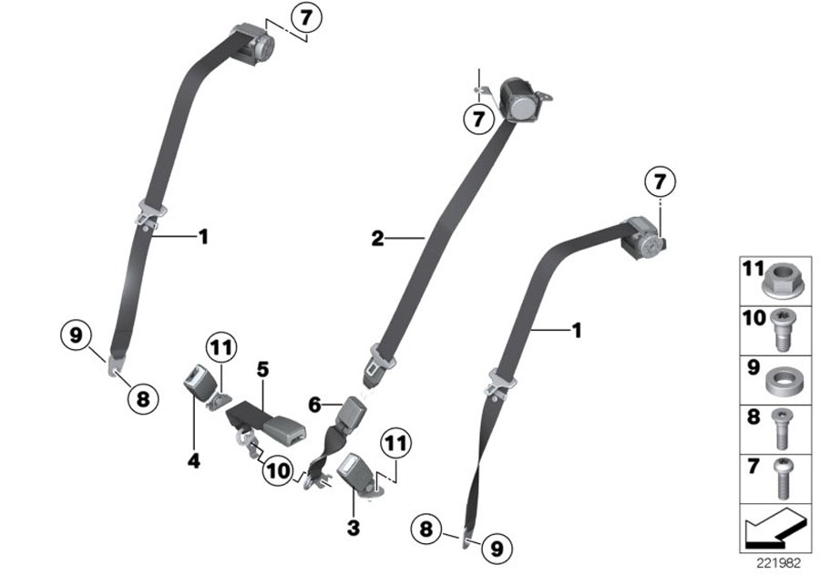 Diagram SAFETY BELT REAR for your 2024 MINI Countryman  S 