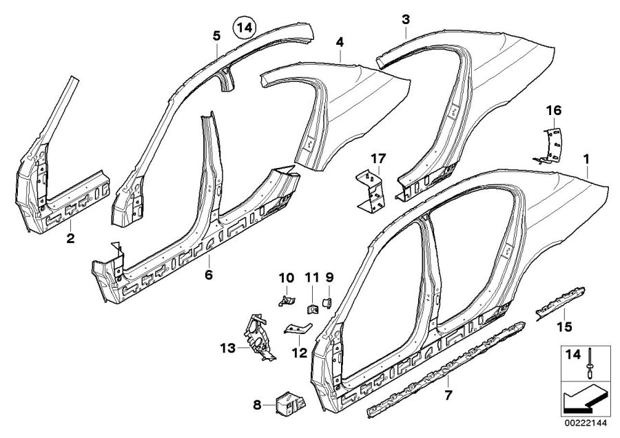 Diagram Body-side frame for your BMW 530i  