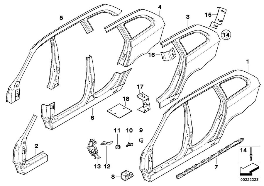 Diagram Body-side frame for your 2020 BMW 530eX  Sedan 